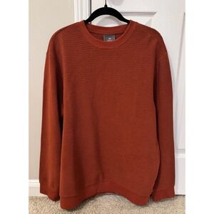 H&M Ribbed‎ Knit Sweater Crewneck Pullover Regular Fit Orange Mens Large